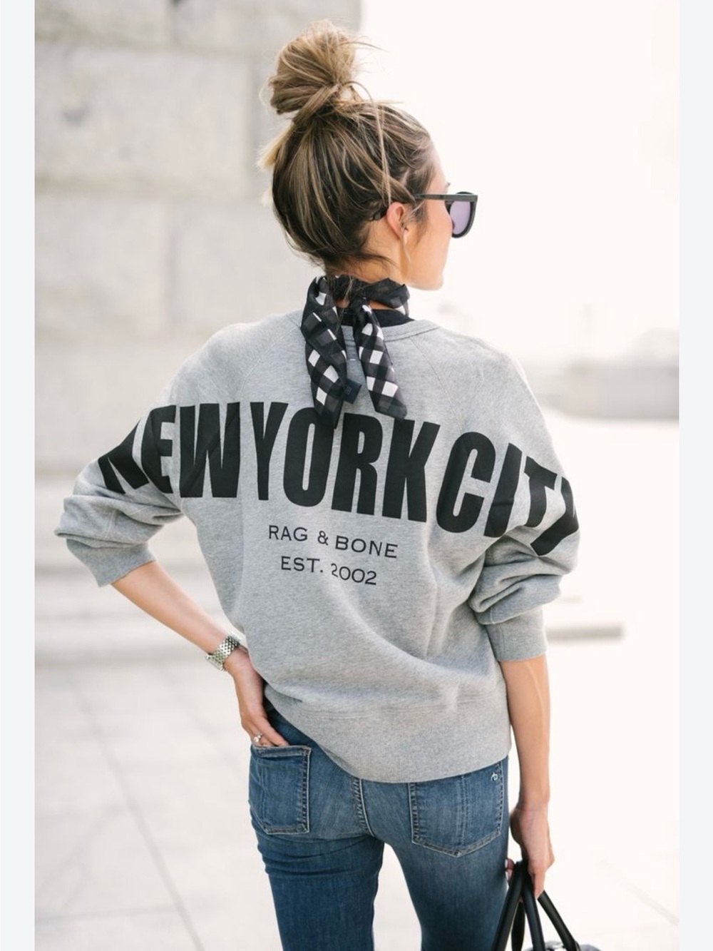 Rag & Bone Relaxed Graphic Gray Cotton Sweatshirt Size Small